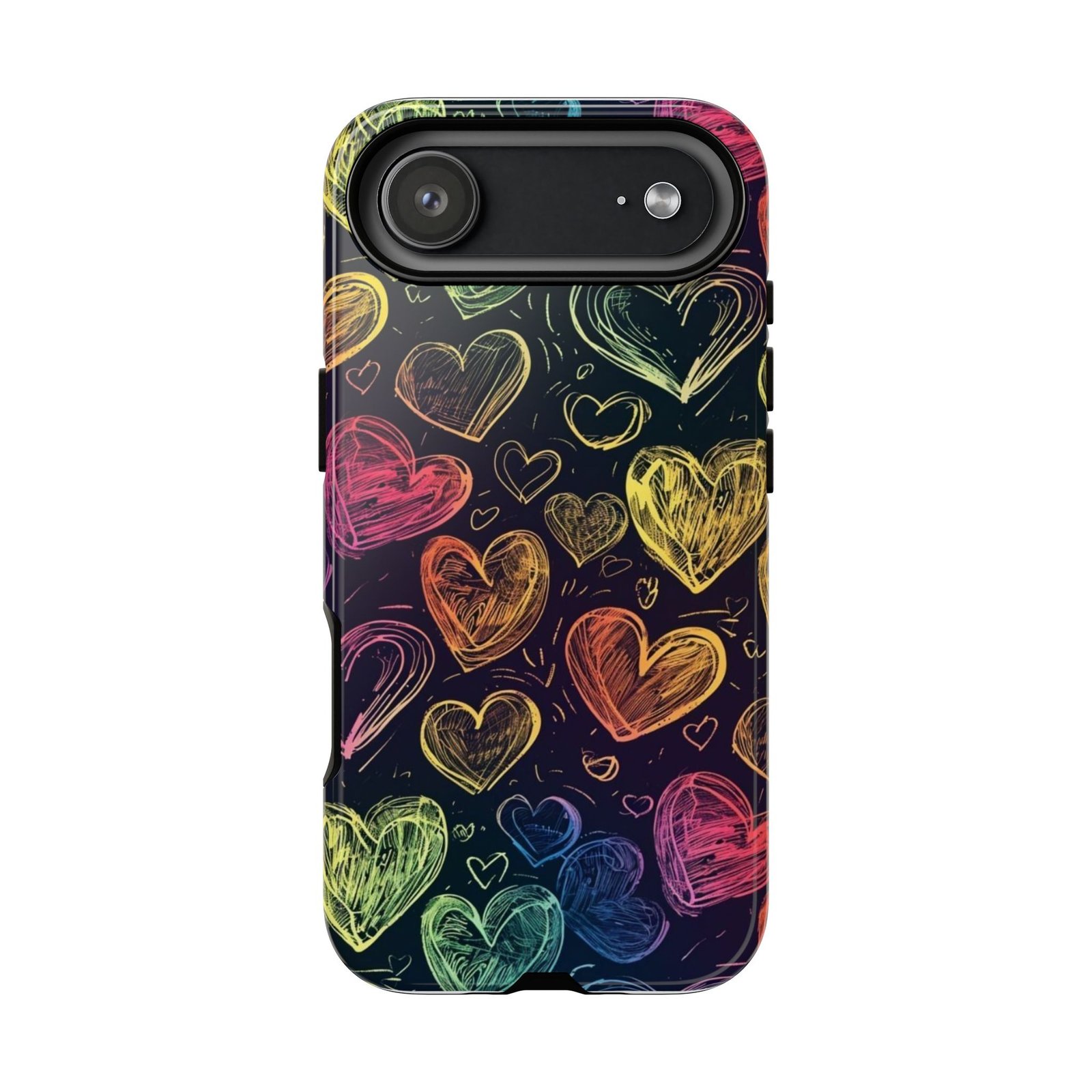 Colorful Heart Phone Case, Rainbow Love Design, Tough Phone Case, Gift for Couples, Fun Phone Accessory, Cute Heart Case - Image 140