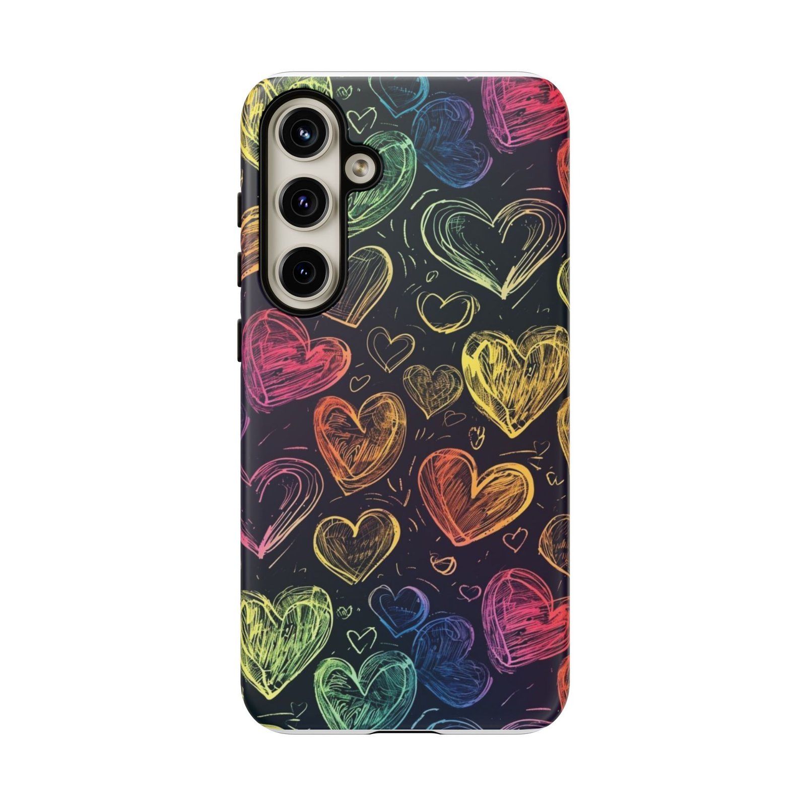 Colorful Heart Phone Case, Rainbow Love Design, Tough Phone Case, Gift for Couples, Fun Phone Accessory, Cute Heart Case - Image 90