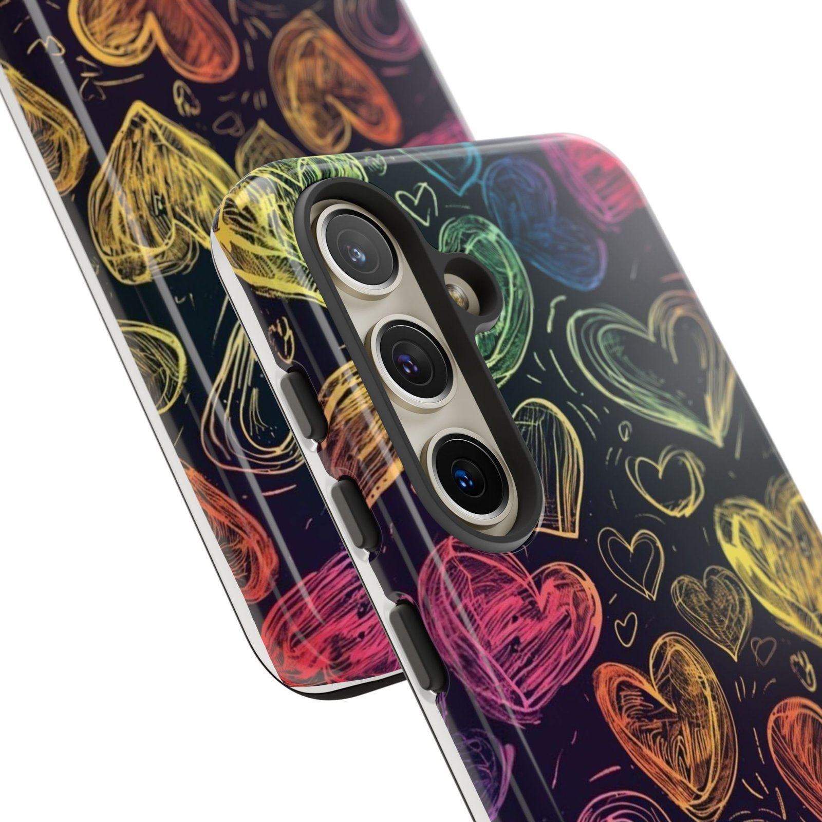 Colorful Heart Phone Case, Rainbow Love Design, Tough Phone Case, Gift for Couples, Fun Phone Accessory, Cute Heart Case - Image 79