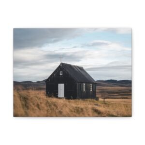 Black Church Canvas Print, Minimalist Wall Art, Home Decor, Nature Photography, Rustic Decoration, Gift for Art Lovers