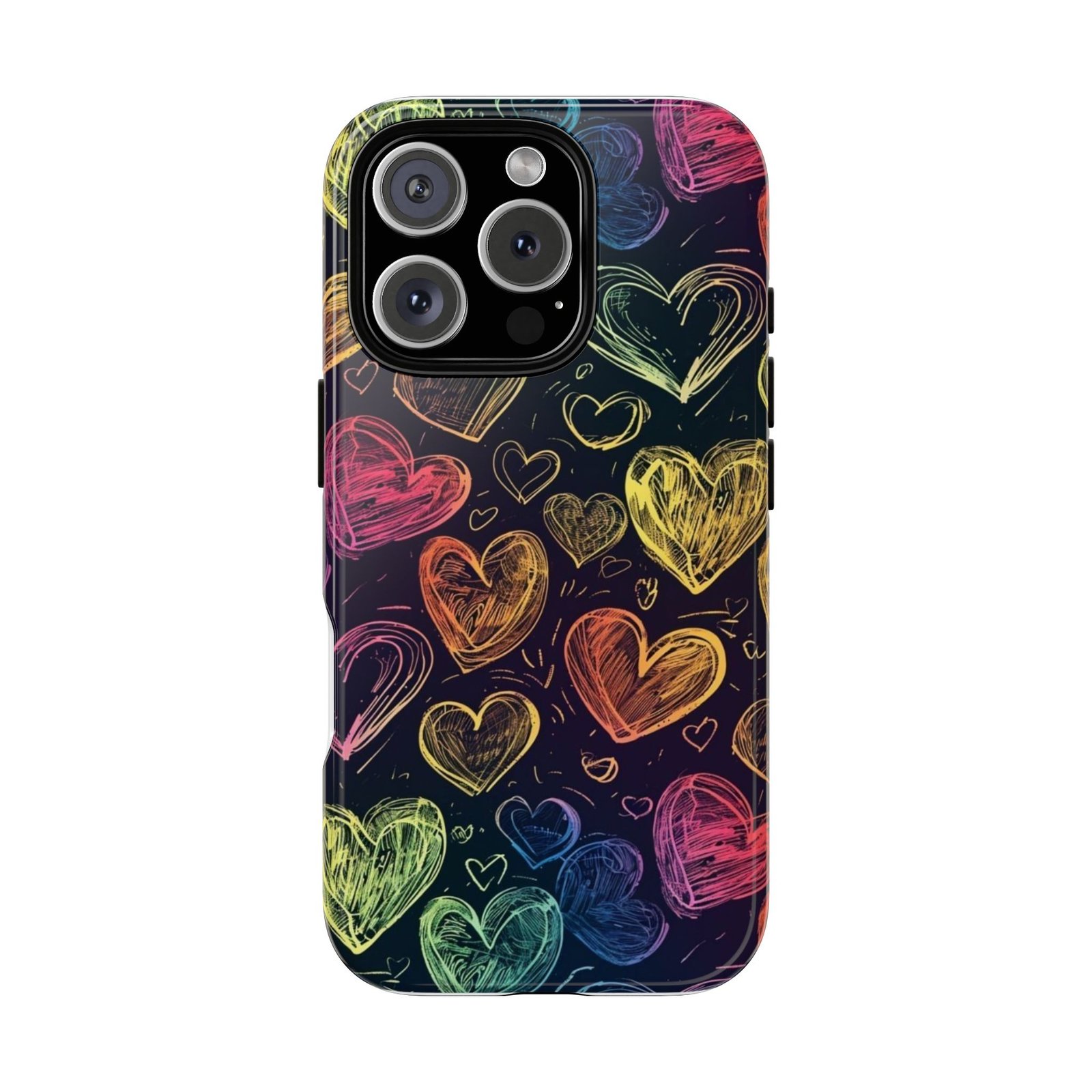 Colorful Heart Phone Case, Rainbow Love Design, Tough Phone Case, Gift for Couples, Fun Phone Accessory, Cute Heart Case - Image 106