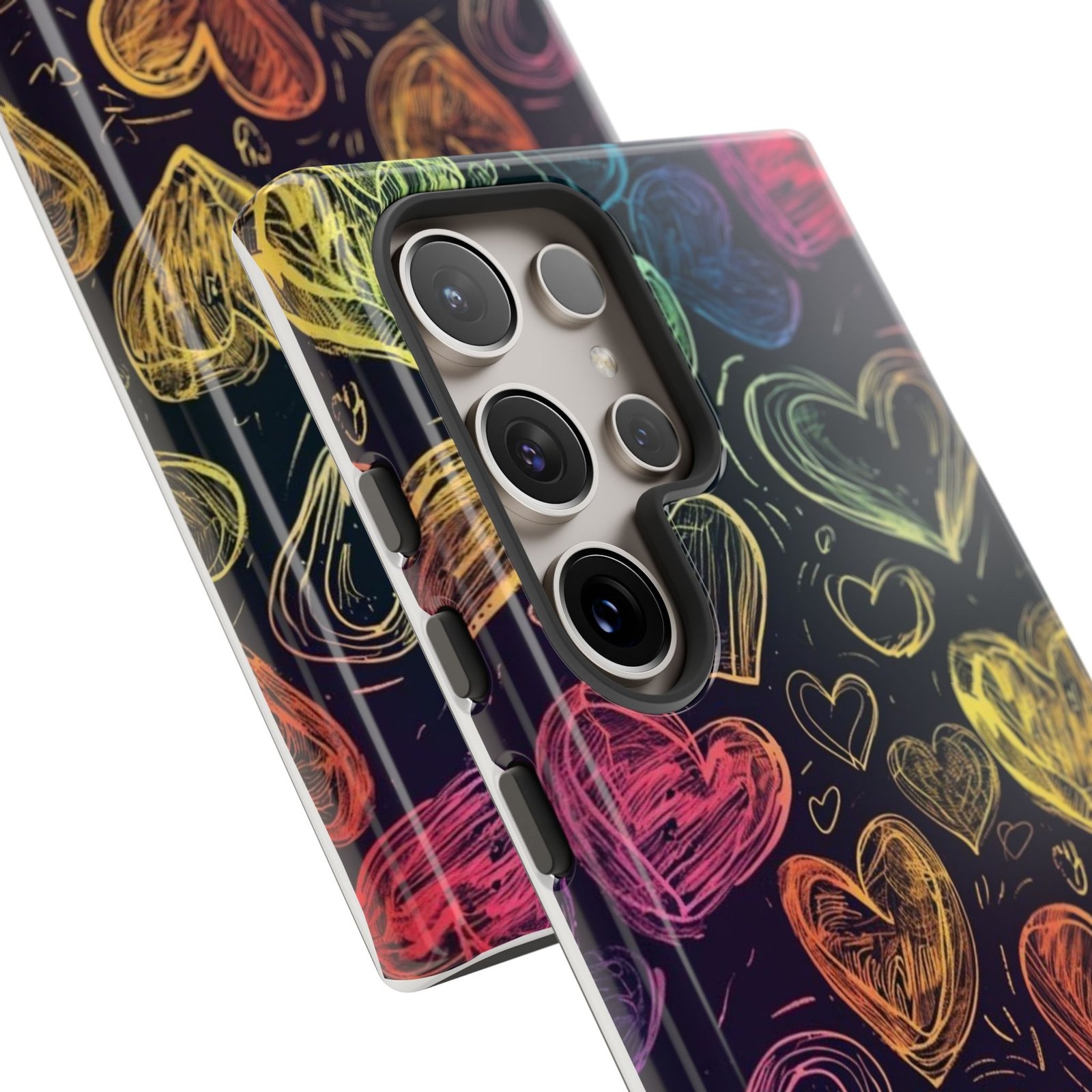 Colorful Heart Phone Case, Rainbow Love Design, Tough Phone Case, Gift for Couples, Fun Phone Accessory, Cute Heart Case - Image 95