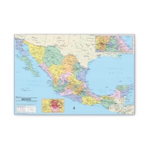 Mexico Map Canvas Print, Vintage Wall Art, Home Decor for Travelers, Educational Gift, Office Decoration