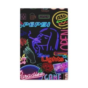Neon Lights Wall Art, Colorful Canvas Print, Perfect for Home Decor, Gifts for Friends, Nightlife Aesthetic, Retro Vibes
