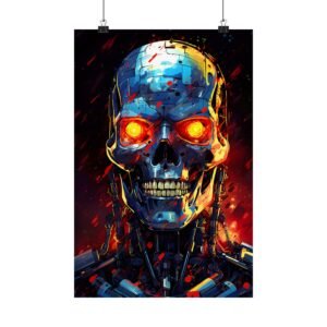 Futuristic Robot Art Print, Sci-Fi Wall Decor, Matte Poster for Tech Lovers, Statement Art for Home, Unique Gift Idea Terminator