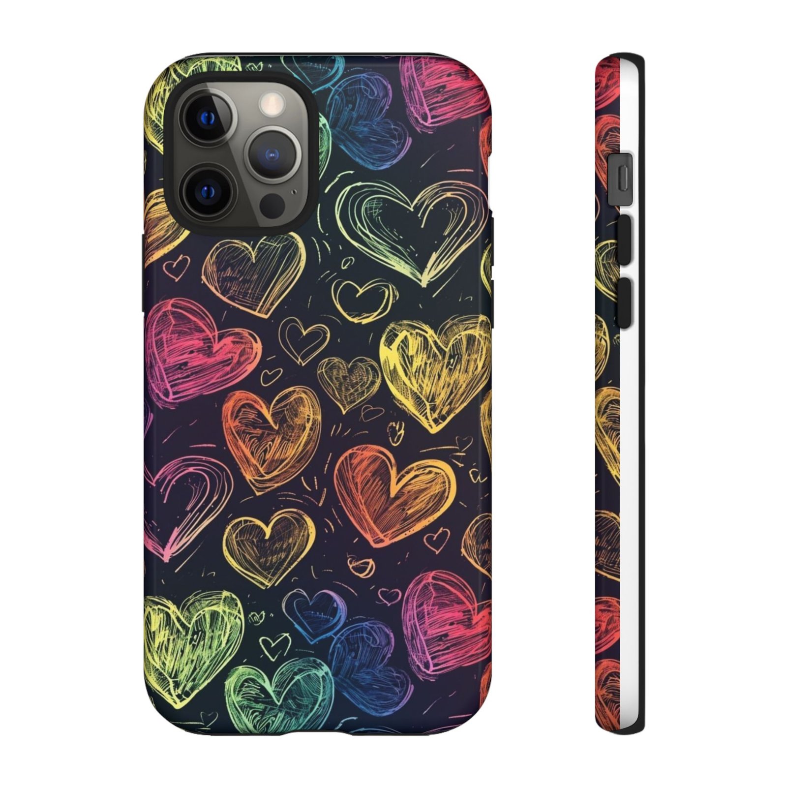Colorful Heart Phone Case, Rainbow Love Design, Tough Phone Case, Gift for Couples, Fun Phone Accessory, Cute Heart Case - Image 5
