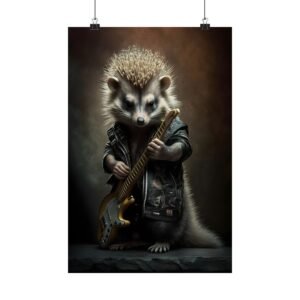 Hedgehog Rocker Poster, Edgy Wall Art, Music Lover Decor, Unique Gift for Musicians, Animal Lover Gift, Vintage Style
