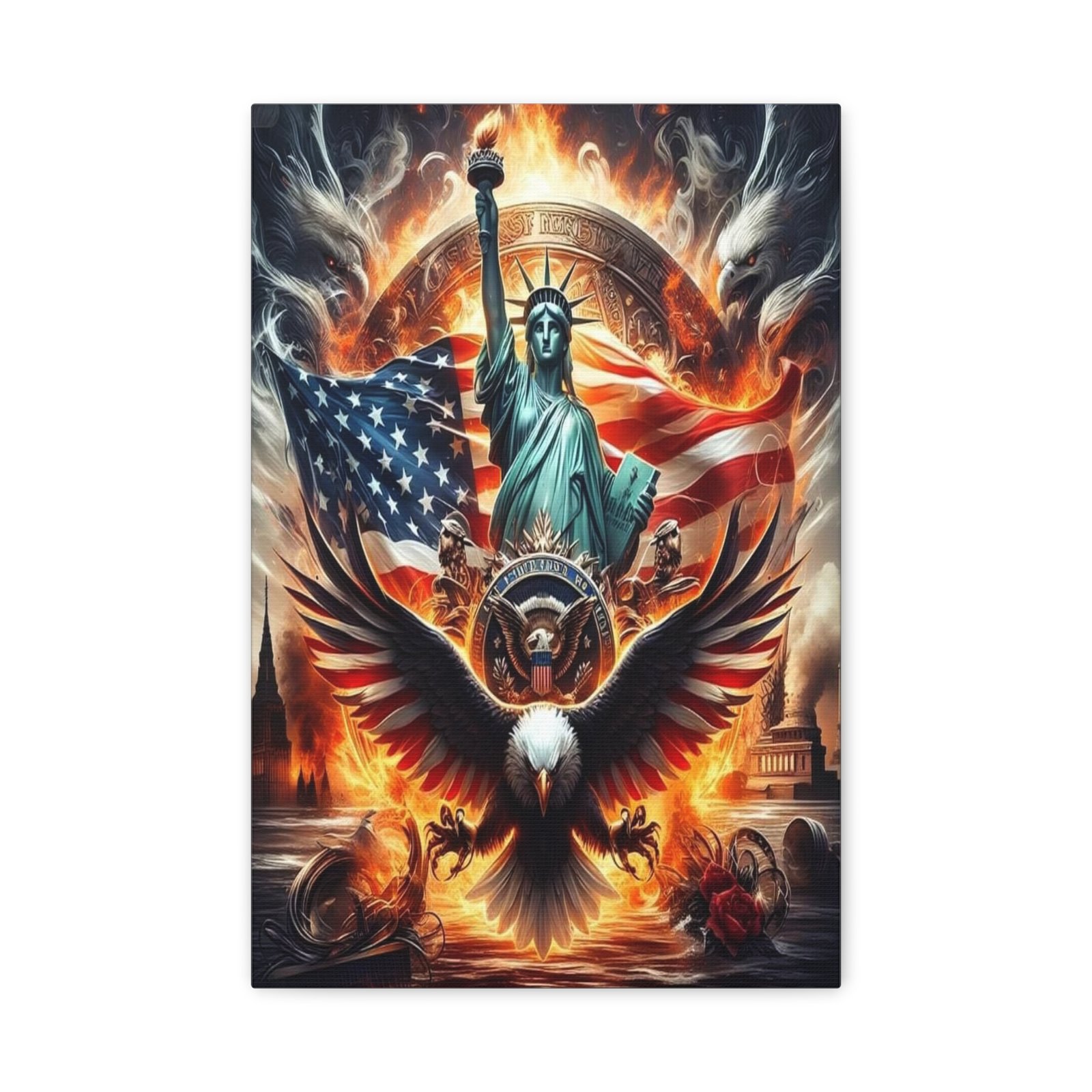 Patriotic Canvas Art Print, Inspirational Decor, USA Flag Artwork, Gift for Veterans, 4th of July Wall Decor, Freedom Inspired Home