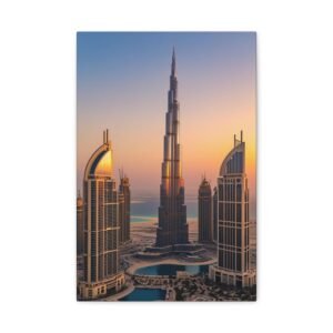Modern Skyline Canvas Art, Dubai Cityscape Decor, Wall Art for Home, Office, Birthday Gift, Urban Decor