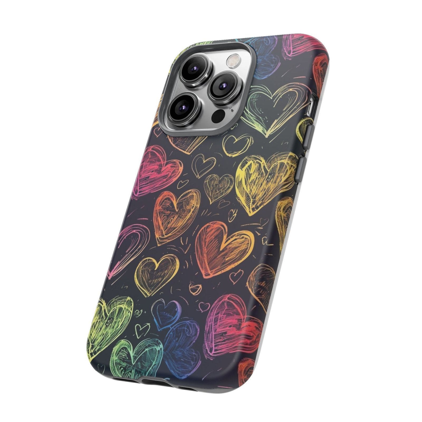 Colorful Heart Phone Case, Rainbow Love Design, Tough Phone Case, Gift for Couples, Fun Phone Accessory, Cute Heart Case - Image 28