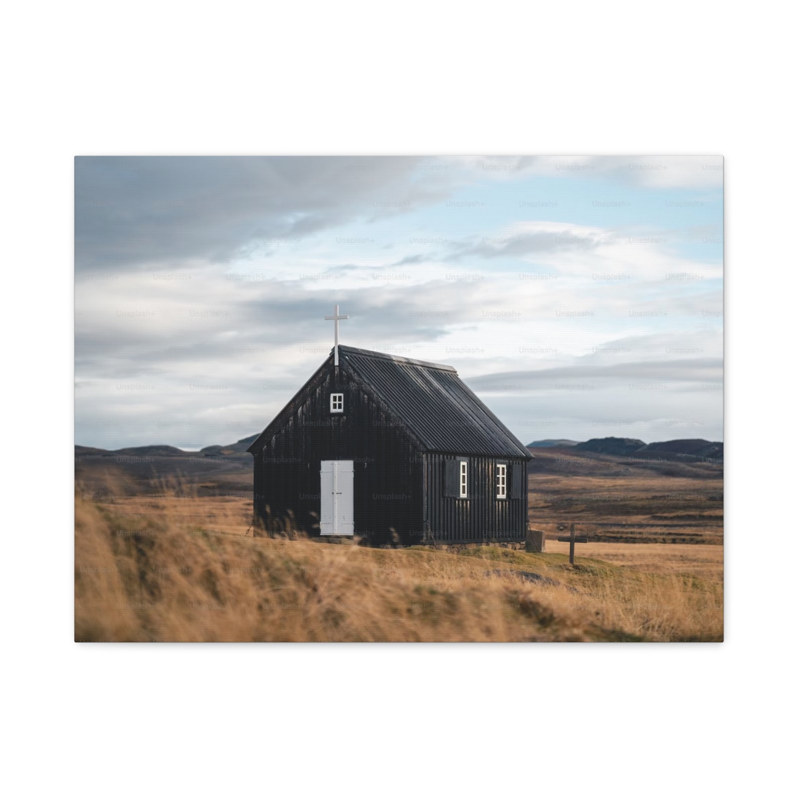 Black Church Canvas Print, Minimalist Wall Art, Home Decor, Nature Photography, Rustic Decoration, Gift for Art Lovers - Image 2