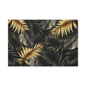Tropical Leaf Canvas Art, Golden Palm Wall Decor, Botanical Home Decor, Modern Wall Art, Ideal for Living Room, Tropical Vibe