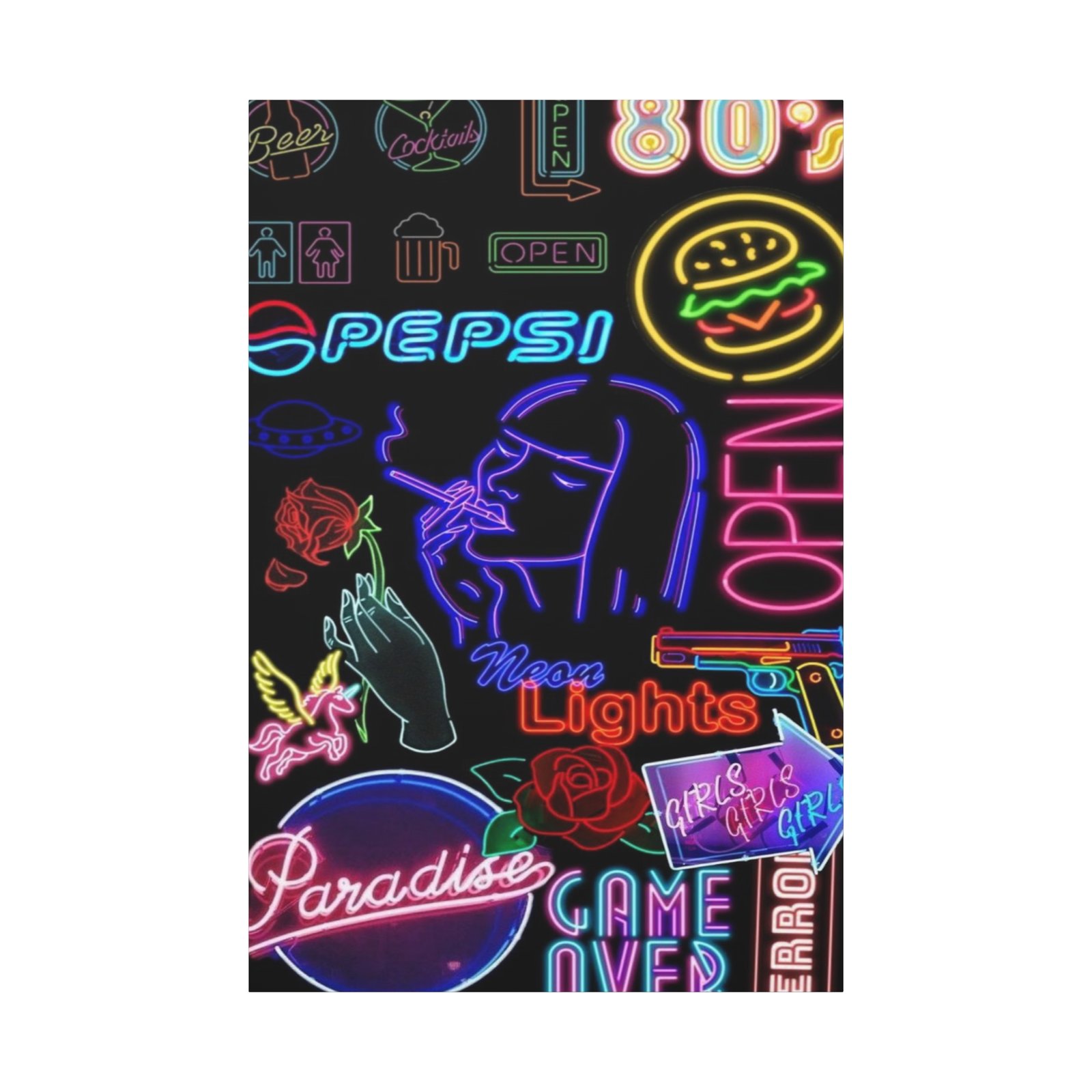 Neon Lights Wall Art, Colorful Canvas Print, Perfect for Home Decor, Gifts for Friends, Nightlife Aesthetic, Retro Vibes - Image 2