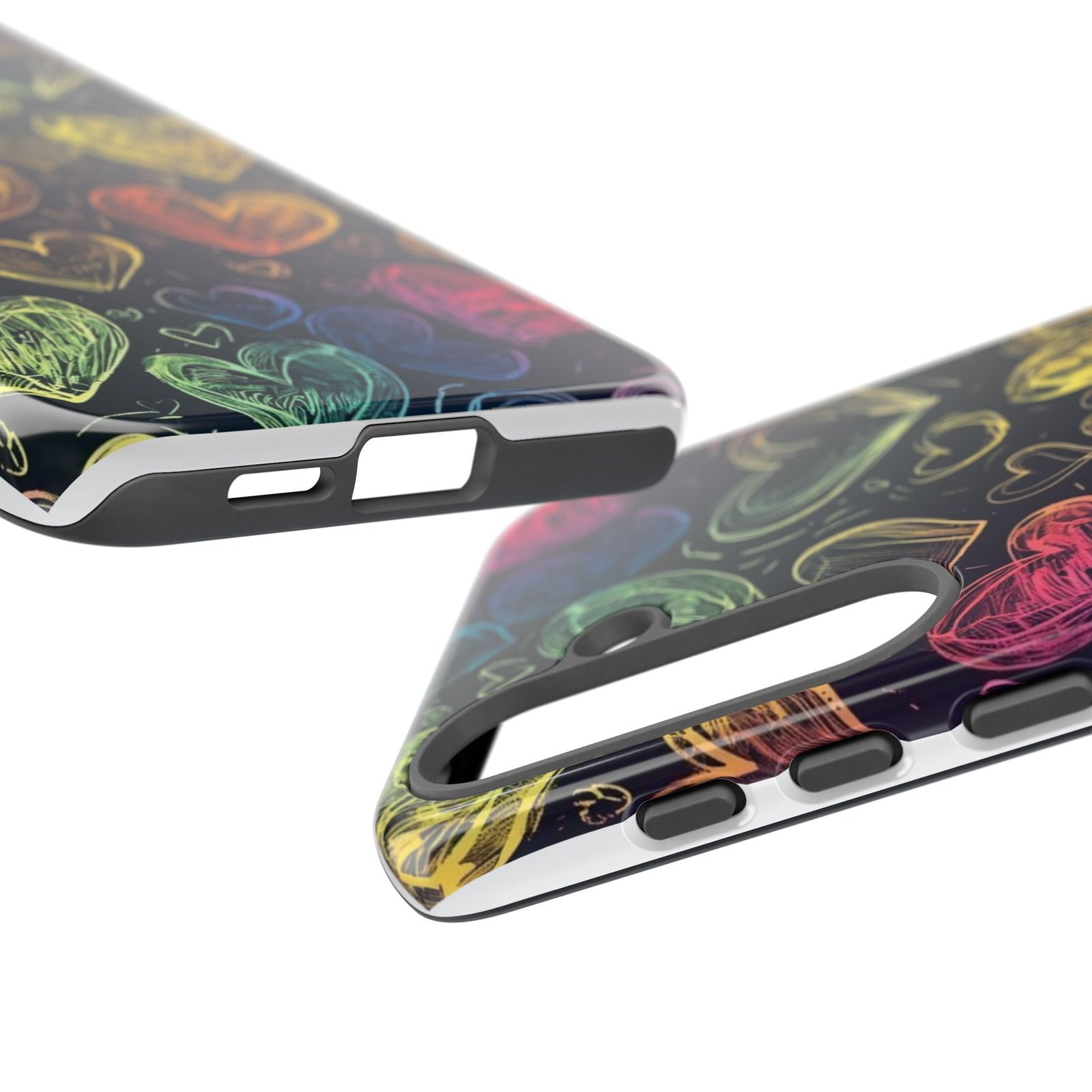 Colorful Heart Phone Case, Rainbow Love Design, Tough Phone Case, Gift for Couples, Fun Phone Accessory, Cute Heart Case - Image 124