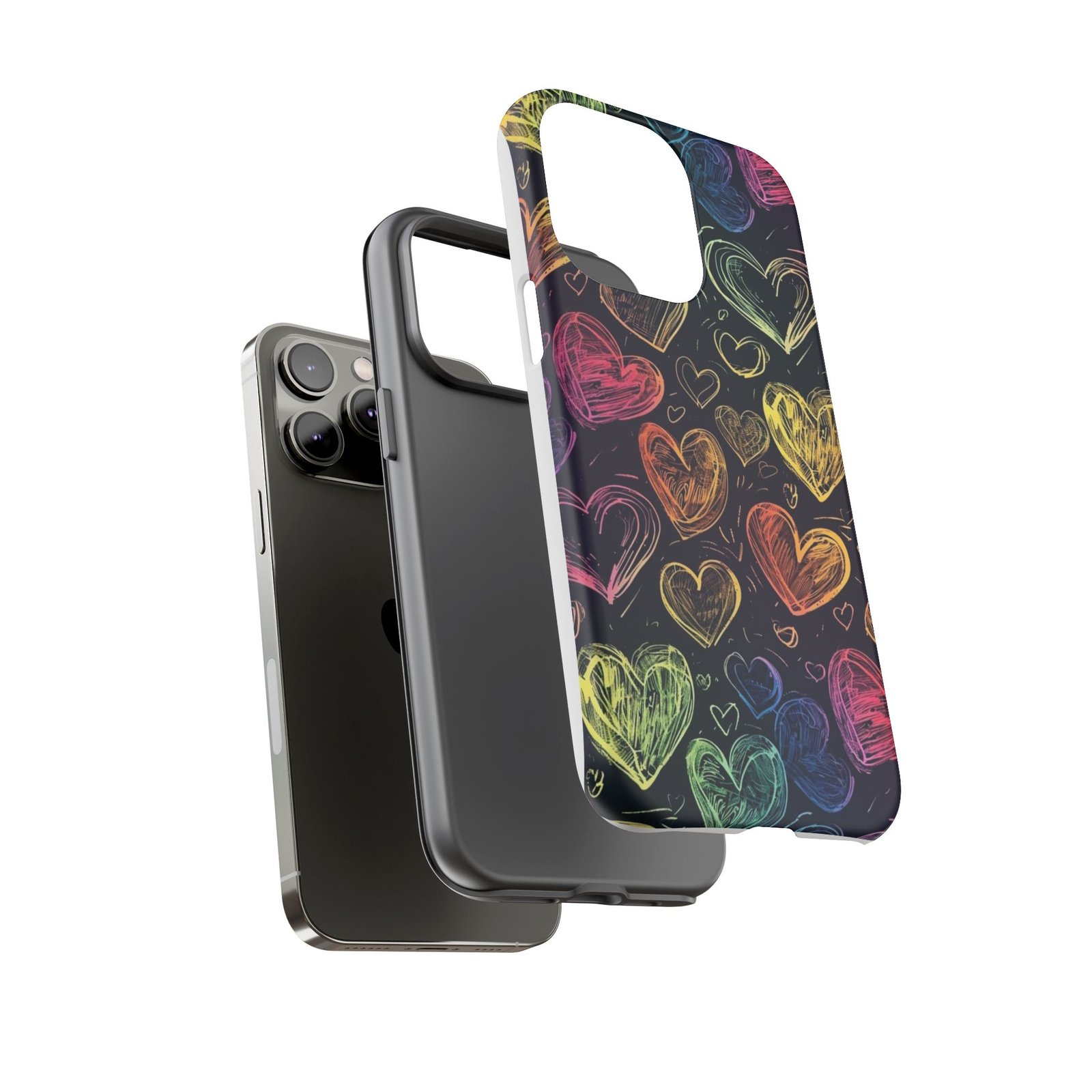 Colorful Heart Phone Case, Rainbow Love Design, Tough Phone Case, Gift for Couples, Fun Phone Accessory, Cute Heart Case - Image 37