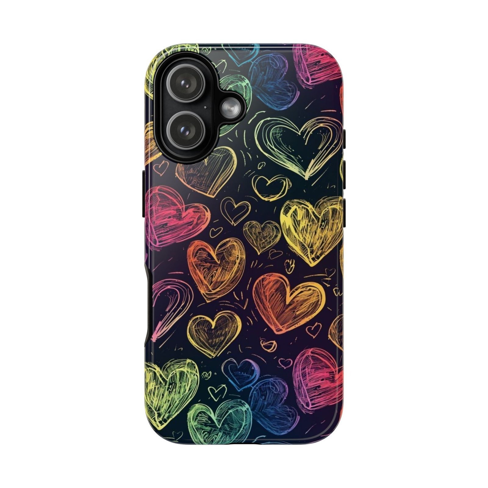 Colorful Heart Phone Case, Rainbow Love Design, Tough Phone Case, Gift for Couples, Fun Phone Accessory, Cute Heart Case - Image 138