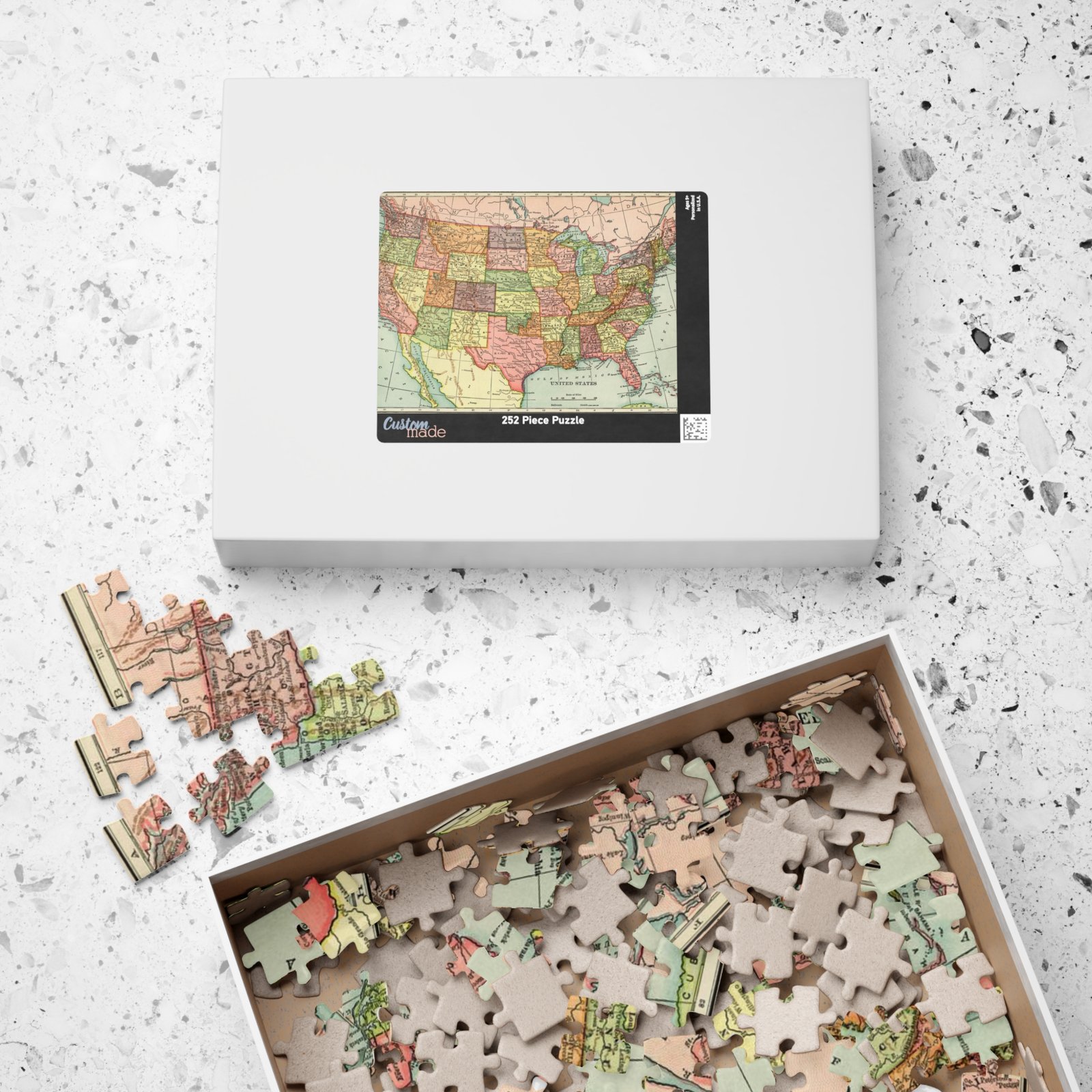 Vintage US Map Puzzle, Educational Puzzle, Fun Family Activity, Geography Gift, Home Decor - Image 6