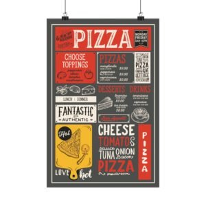Retro Pizza Poster Wall Art, Vintage Kitchen Decor, Foodie Gift, Restaurant Art, Family Style Pizza Artwork