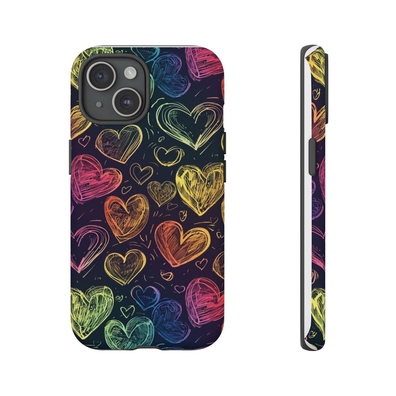 Colorful Heart Phone Case, Rainbow Love Design, Tough Phone Case, Gift for Couples, Fun Phone Accessory, Cute Heart Case - Image 66