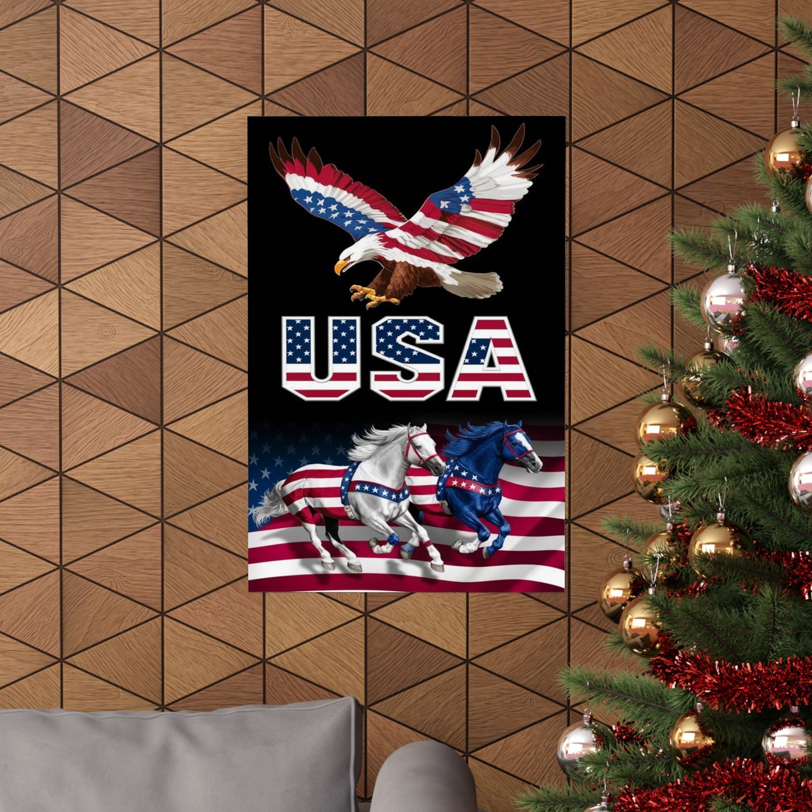 Patriotic Matte Vertical Posters - USA Eagle & Horses, American Flag Decor, Independence Day, Memorial Day, Gift for Veterans - Image 5