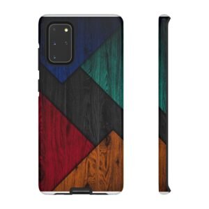 Colorful Geometric Phone Case | Unique Tough Cases, Wood Pattern Design, Gift for Her & Him, Eco-Friendly Phone Cover, Custom Phone