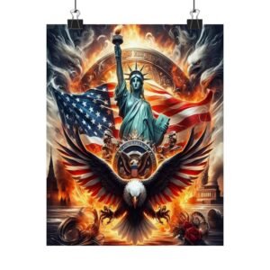 Patriotic Wall Art Poster - Freedom and Strength | Decorative Home Decor, Art for Veterans, Americana Decor, Gift for Independence Day,