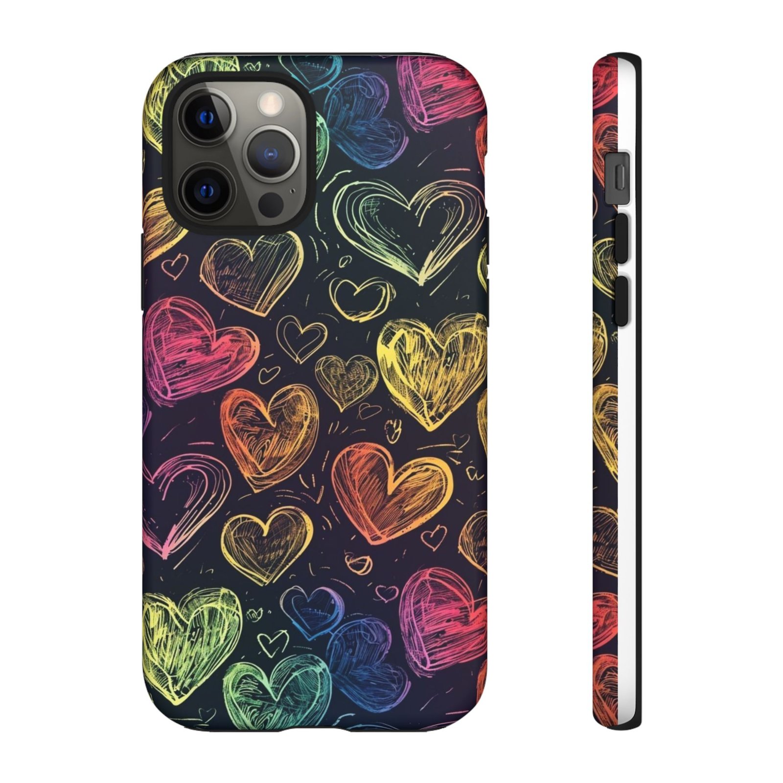 Colorful Heart Phone Case, Rainbow Love Design, Tough Phone Case, Gift for Couples, Fun Phone Accessory, Cute Heart Case - Image 6