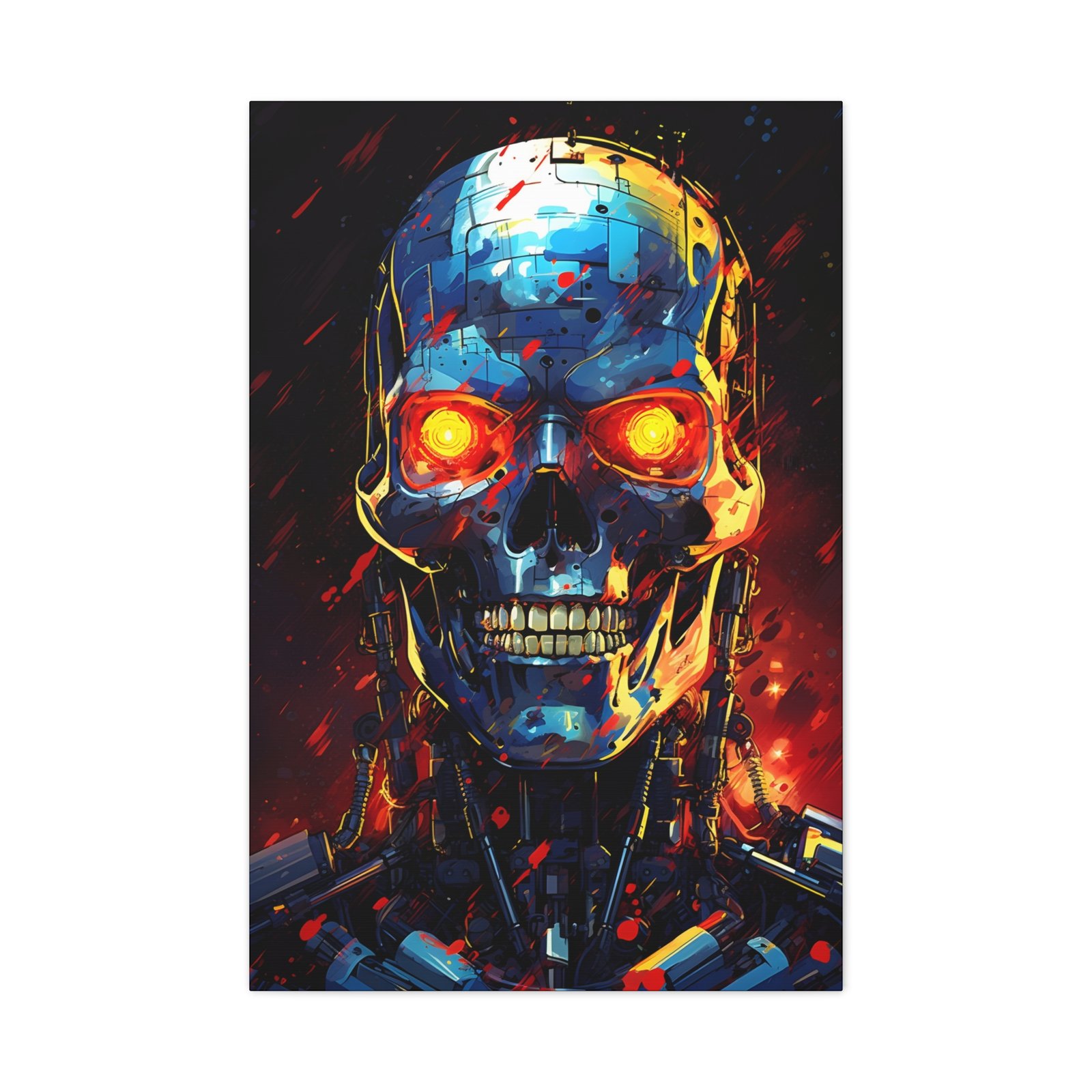 Futuristic Skull Canvas Art, Edgy Home Decor, Sci-Fi Wall Art, Cyberpunk Print, Robot Artwork for Geeky Spaces Terminator - Image 2
