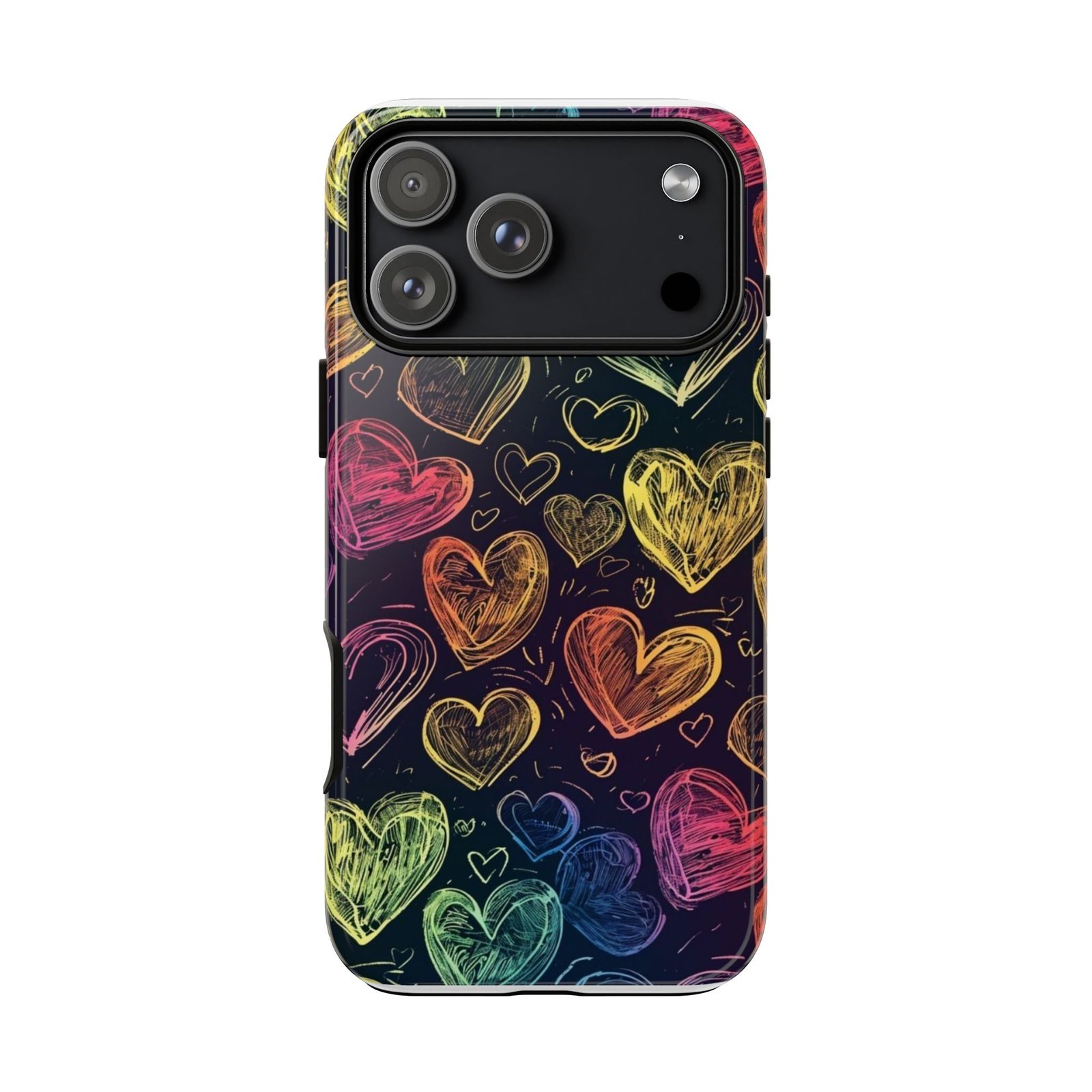 Colorful Heart Phone Case, Rainbow Love Design, Tough Phone Case, Gift for Couples, Fun Phone Accessory, Cute Heart Case - Image 144
