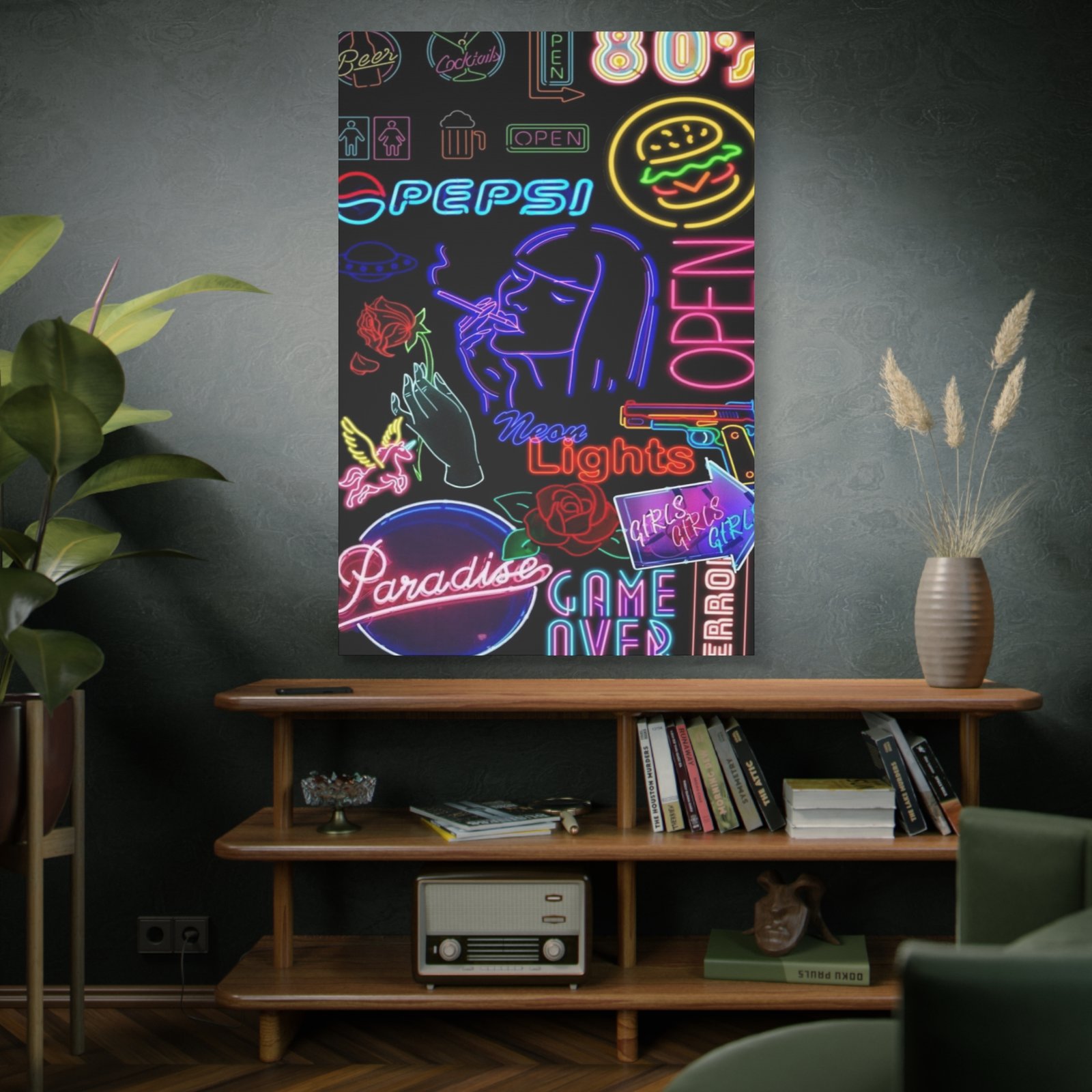 Neon Lights Wall Art, Colorful Canvas Print, Perfect for Home Decor, Gifts for Friends, Nightlife Aesthetic, Retro Vibes - Image 8