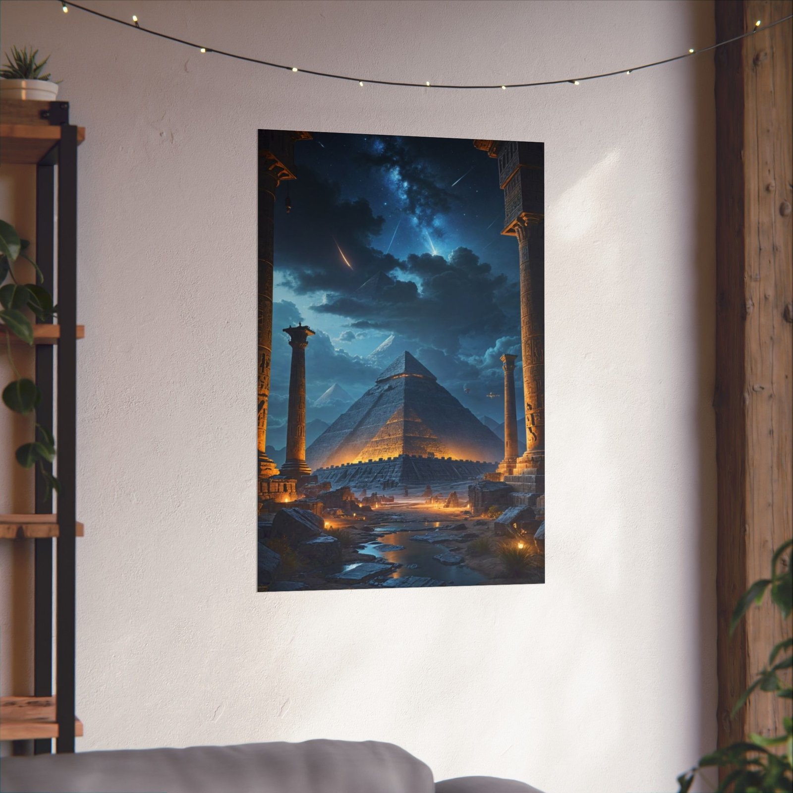 Majestic Pyramid Art Prints, Stunning Vertical Posters for Home Decor, Egypt Inspired Wall Art, Dreamy Night Sky Art, Perfect for Travelers - Image 8