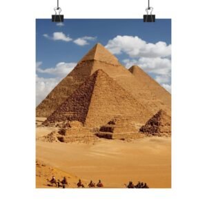 Stunning Matte Vertical Poster of Pyramids, Home Décor, Wall Art, Gift for Travelers, Egyptian Theme, Vintage Style