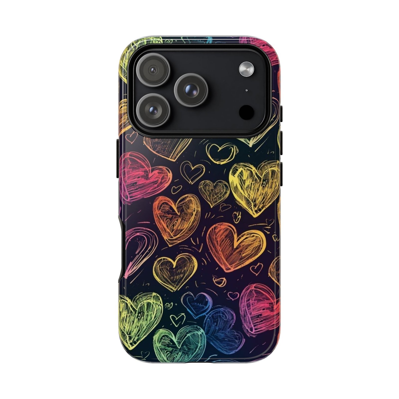 Colorful Heart Phone Case, Rainbow Love Design, Tough Phone Case, Gift for Couples, Fun Phone Accessory, Cute Heart Case - Image 142