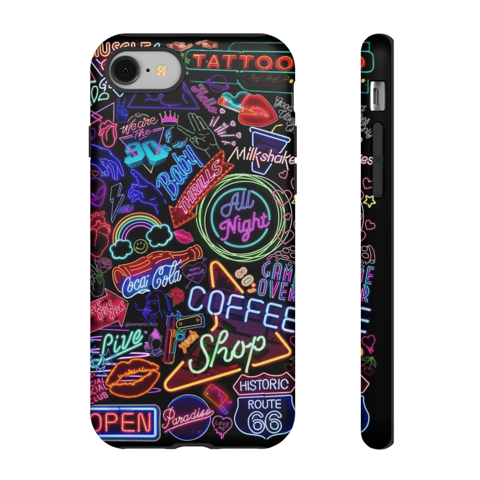 Neon Signs Phone Case - Vibrant Tattoo Art, Custom Phone Cover, Trendy Tech Accessories, Unique Gift for Him/Her, Perfect for Birthdays - Image 2
