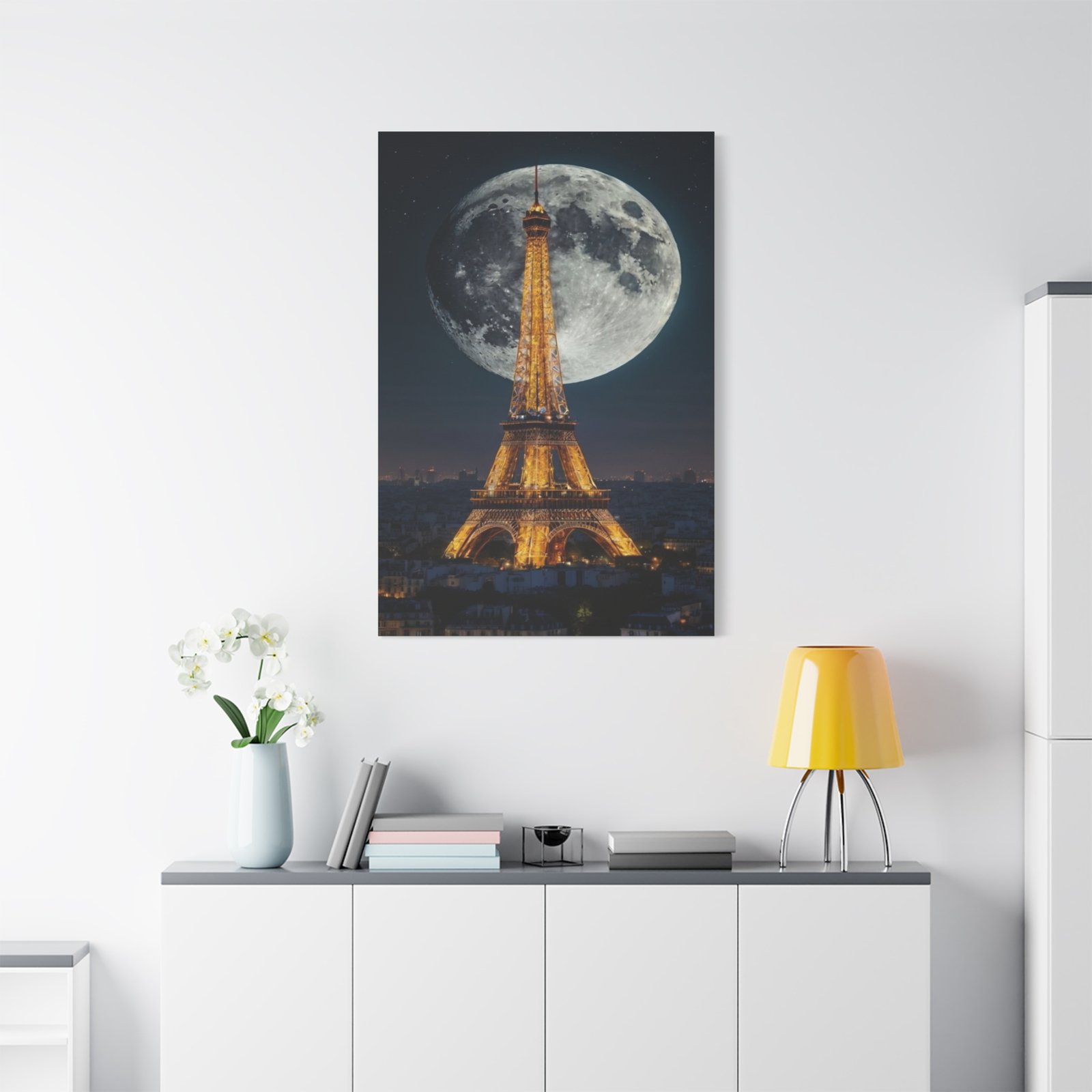 Parisian Moonlit Canvas Wall Art - Eiffel Tower, Modern Home Decor, Gift for Travelers, French Decor, Wall Hanging - Image 5