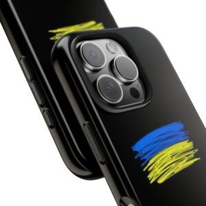 Brush Ukraine Flag Tough Phone Case, Protective Ukranian Flag Phone Cover, Strong Phone Case for Ukraine Lovers, Durable Leaf Phone Case