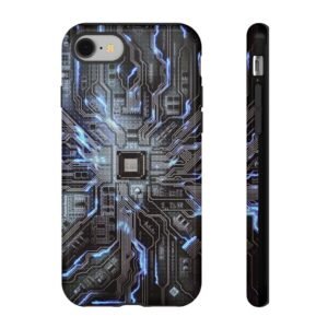 Tech Circuit Phone Case, Tough Cases for Gadget Lovers, Electronics Designer Gifts, Computer Tech Accessories, Futuristic Cell Cover