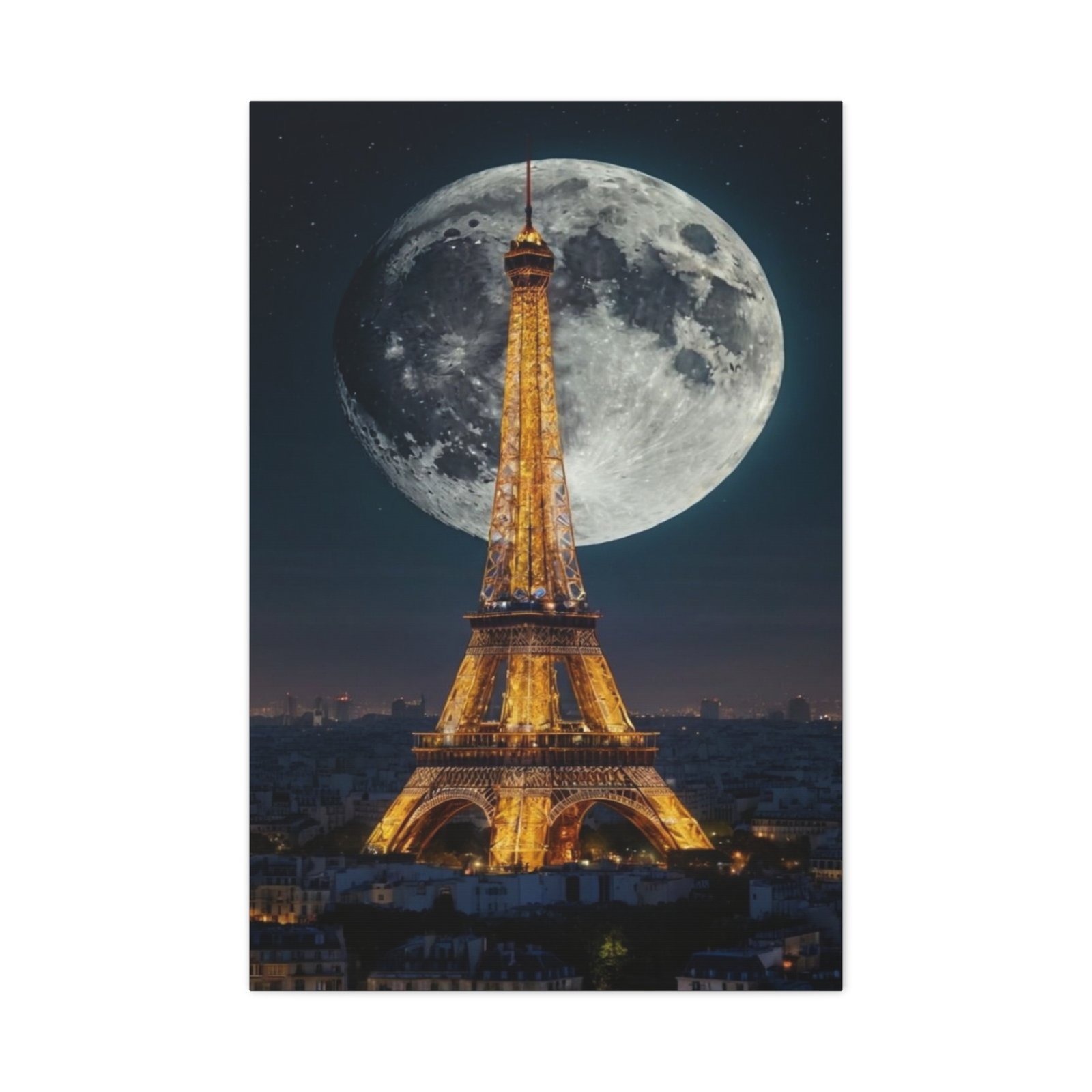 Parisian Moonlit Canvas Wall Art - Eiffel Tower, Modern Home Decor, Gift for Travelers, French Decor, Wall Hanging - Image 2