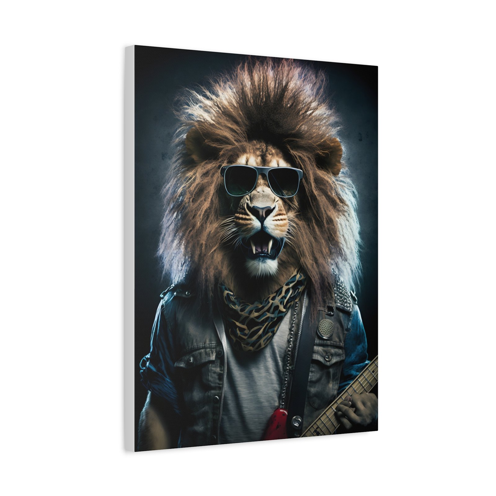 Cool Lion Rock Star Matte Canvas Art Print, Music Room Decor, Unique Wall Art, Gift for Animal Lovers, Rock and Roll Home Style - Image 3