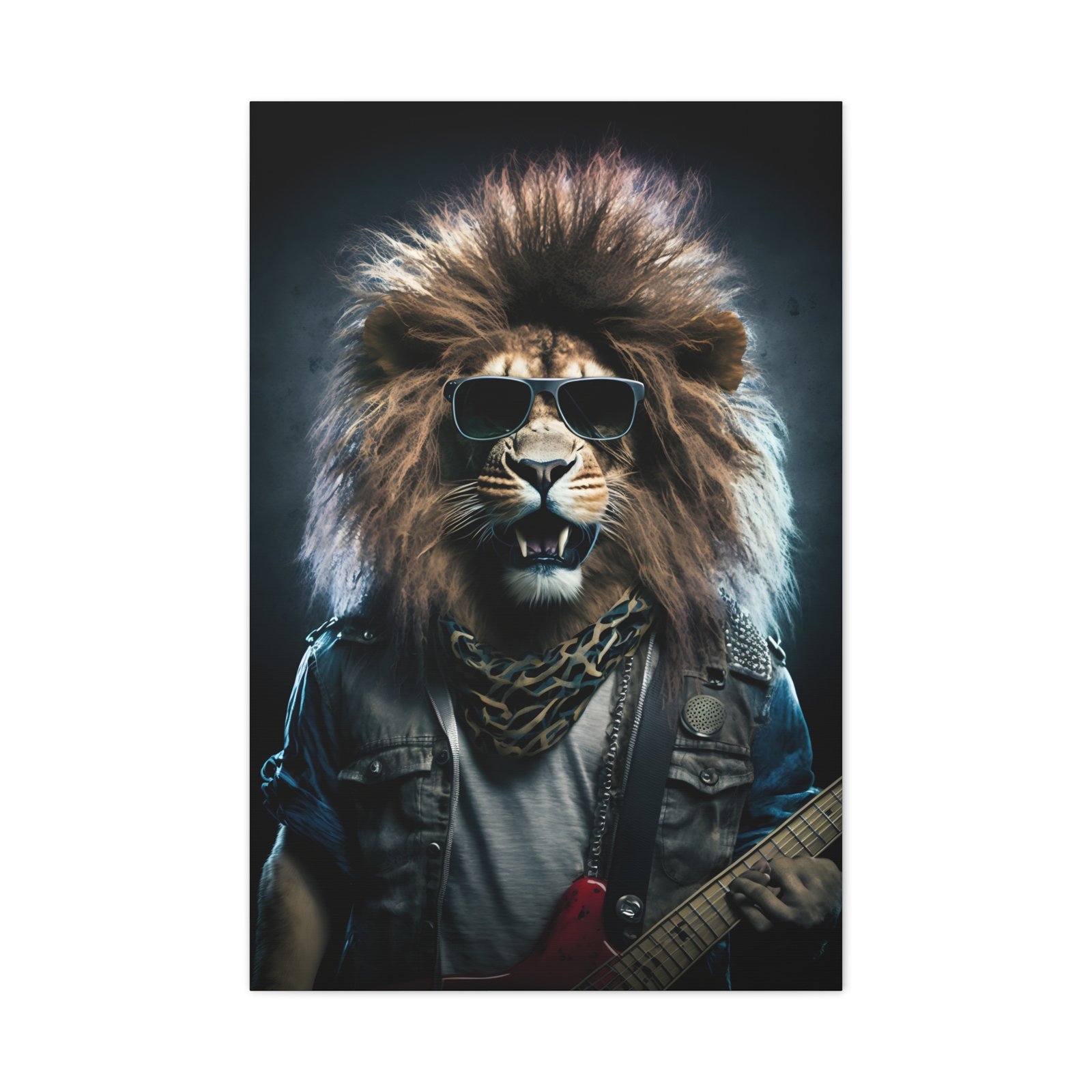 Cool Lion Rock Star Matte Canvas Art Print, Music Room Decor, Unique Wall Art, Gift for Animal Lovers, Rock and Roll Home Style - Image 2