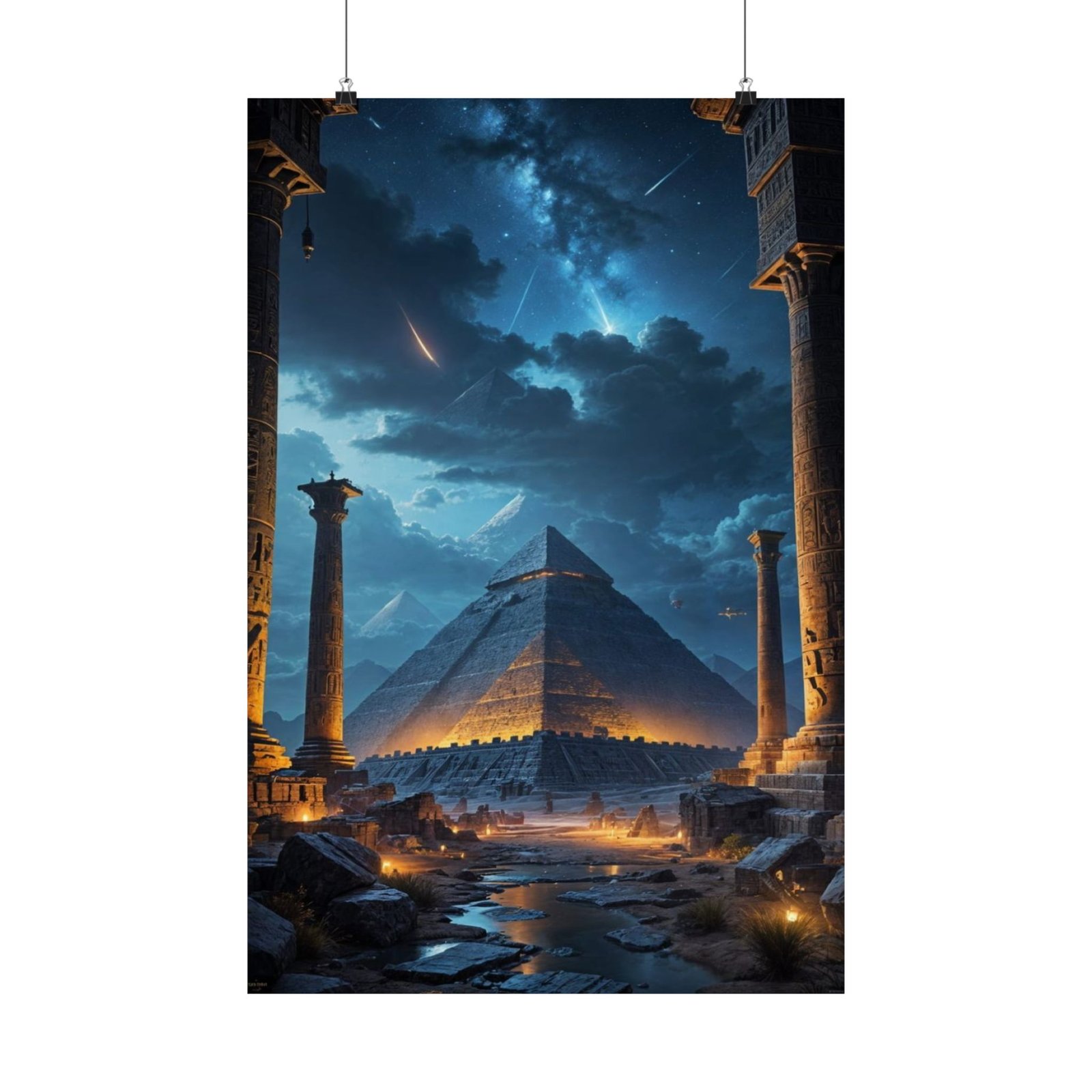 Majestic Pyramid Art Prints, Stunning Vertical Posters for Home Decor, Egypt Inspired Wall Art, Dreamy Night Sky Art, Perfect for Travelers - Image 2