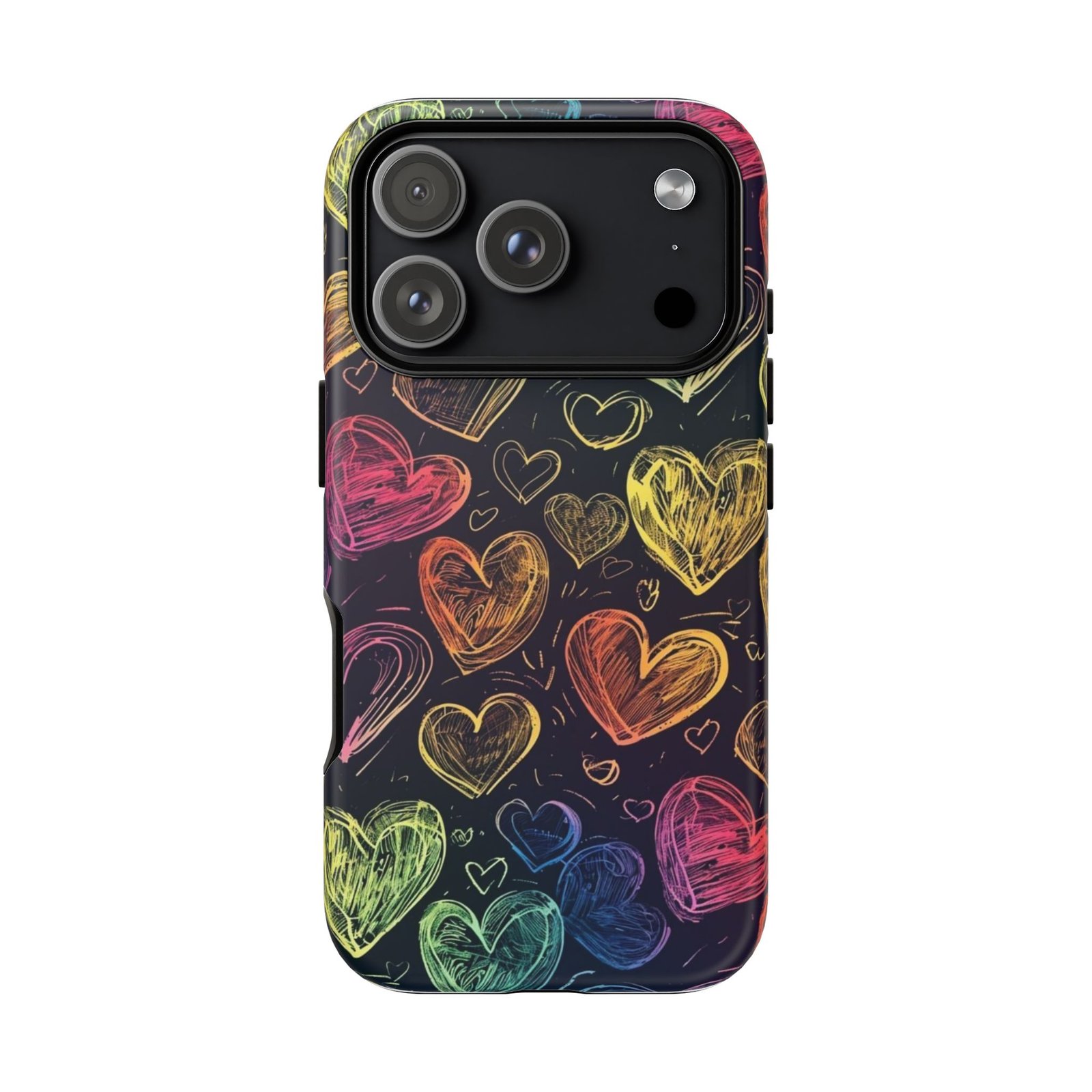 Colorful Heart Phone Case, Rainbow Love Design, Tough Phone Case, Gift for Couples, Fun Phone Accessory, Cute Heart Case - Image 143