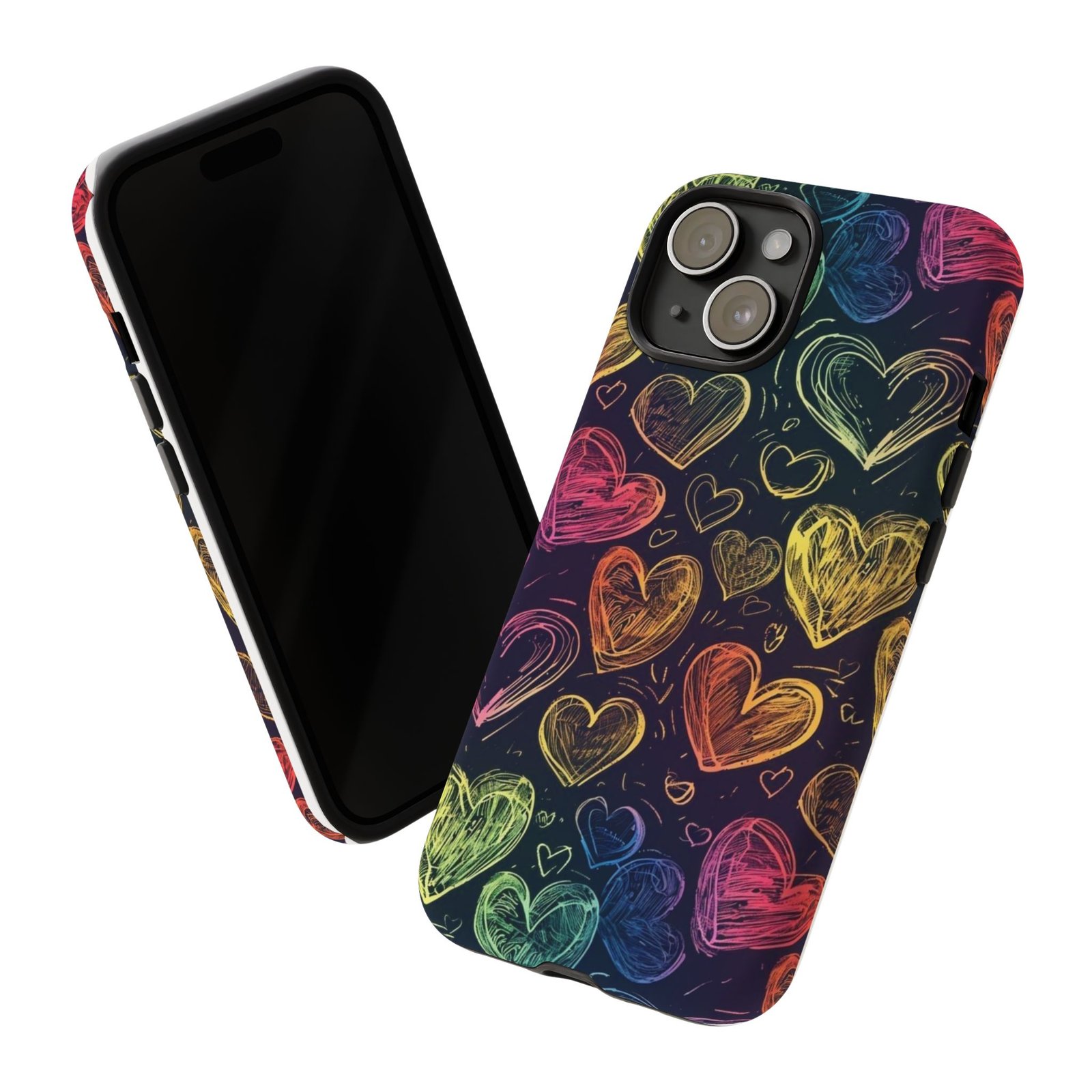Colorful Heart Phone Case, Rainbow Love Design, Tough Phone Case, Gift for Couples, Fun Phone Accessory, Cute Heart Case - Image 67