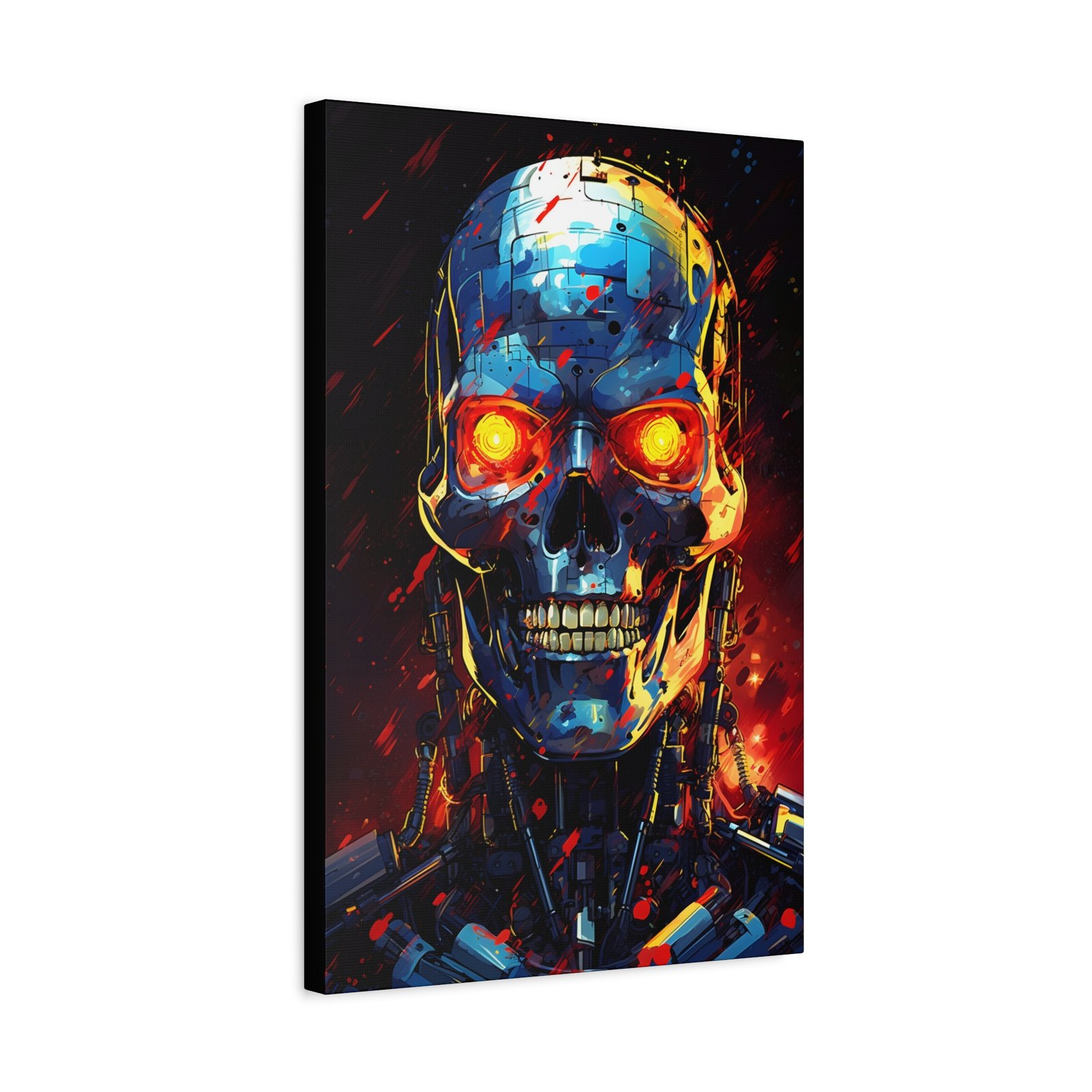 Futuristic Skull Canvas Art, Edgy Home Decor, Sci-Fi Wall Art, Cyberpunk Print, Robot Artwork for Geeky Spaces Terminator - Image 3