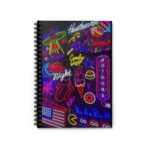 Neon Vibes Spiral Notebook - Ruled Line, Vibrant Journal, Retro Notebook for Creatives, Creative Writing, Gift for Students