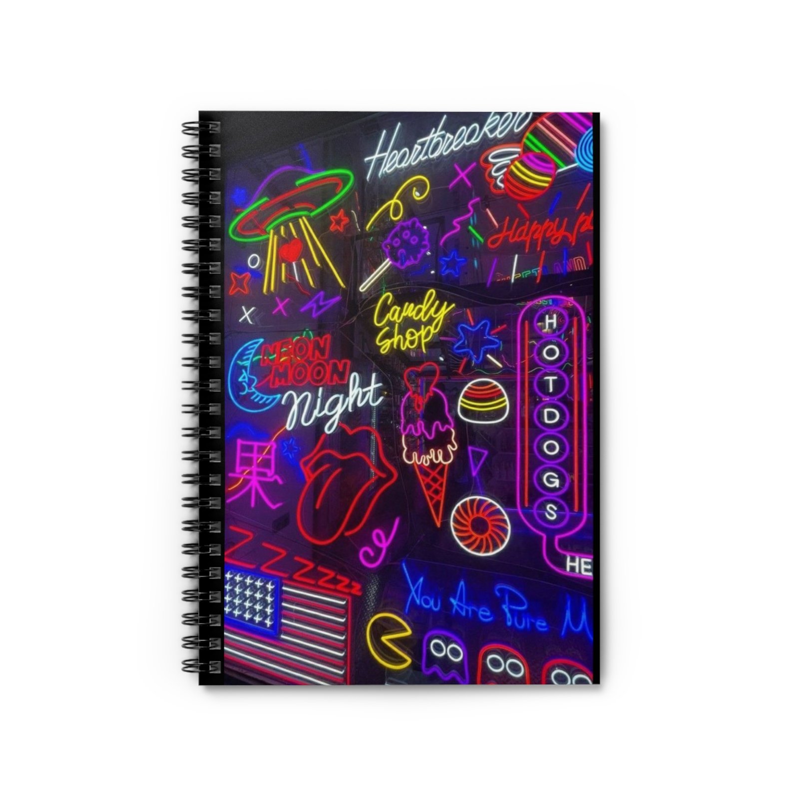 Neon Vibes Spiral Notebook - Ruled Line, Vibrant Journal, Retro Notebook for Creatives, Creative Writing, Gift for Students