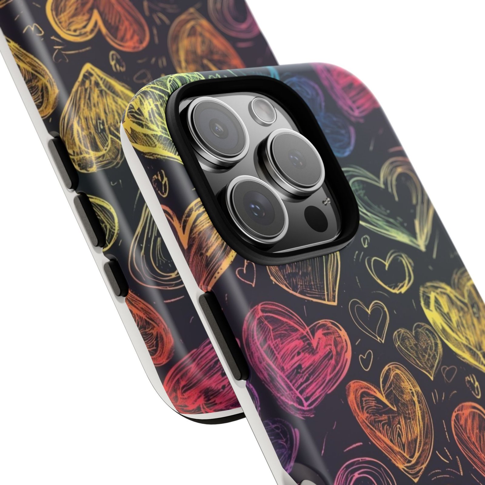 Colorful Heart Phone Case, Rainbow Love Design, Tough Phone Case, Gift for Couples, Fun Phone Accessory, Cute Heart Case - Image 111