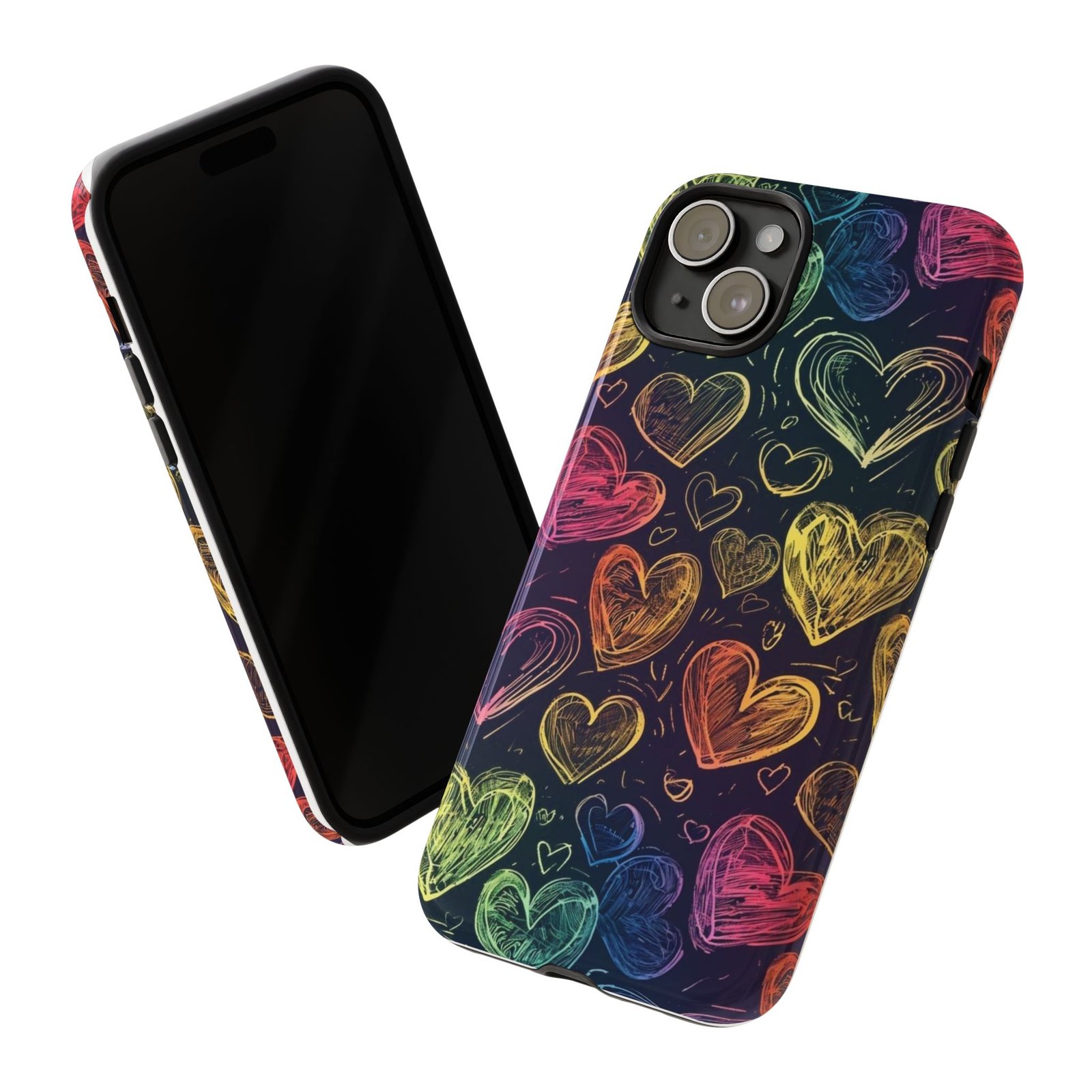 Colorful Heart Phone Case, Rainbow Love Design, Tough Phone Case, Gift for Couples, Fun Phone Accessory, Cute Heart Case - Image 70