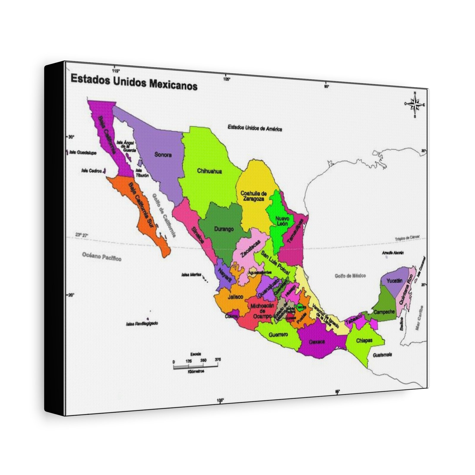 MAPA MEXICO Vibrant Mexican Map Canvas Art | Stretched Wall Decor for Home | Colorful Geography Decor , Teachers, Students - Image 3