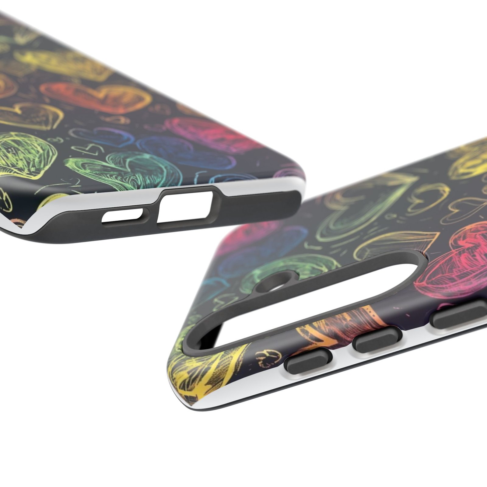 Colorful Heart Phone Case, Rainbow Love Design, Tough Phone Case, Gift for Couples, Fun Phone Accessory, Cute Heart Case - Image 128